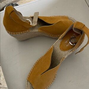 Seychelles Tan Espadrille Wedges with Ankle Strap